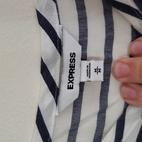 Express striped bell sleeve tie back top, nautical, coastal women's size medium - Picture 3 of 6